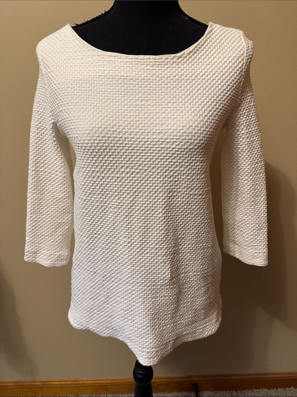 COS White Textured Boatneck Sweater